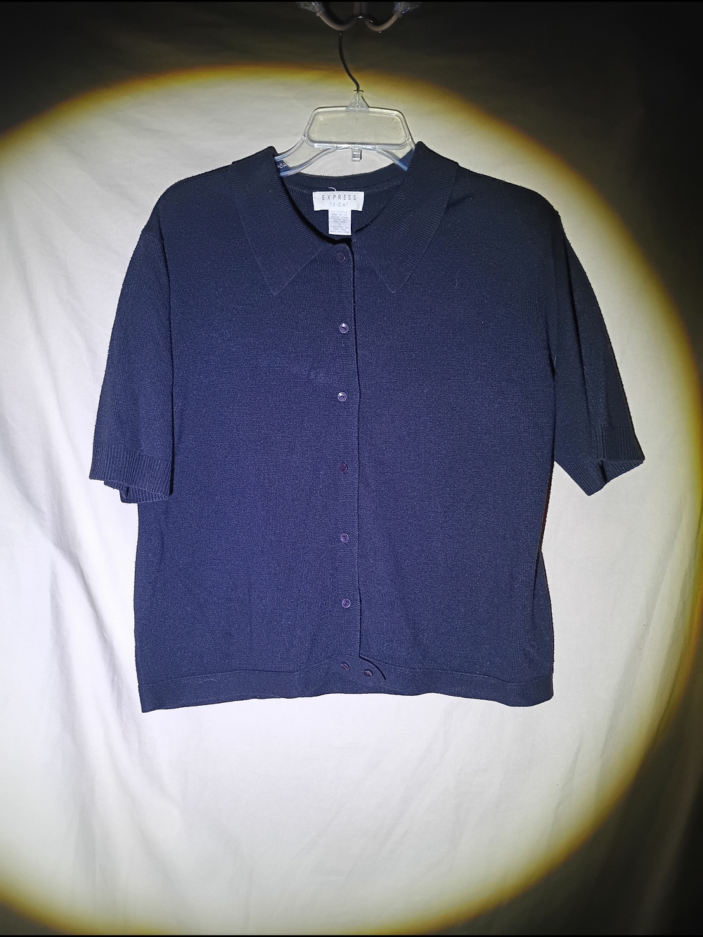 Vintage 90s Express Tricot Black Knit Polo Sweater Large